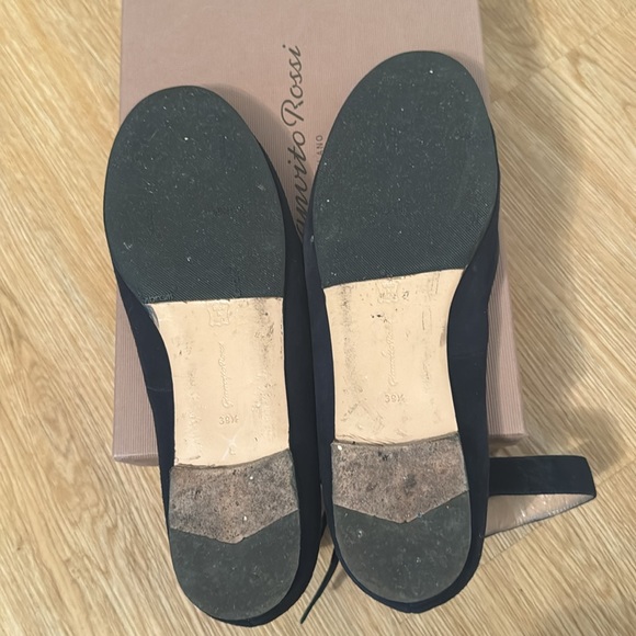 GIANVITO ROSSI SUEDE NAVY BLUE FLAT CLOSED TOE MARYJANE SHOES 39.5 - Picture 4 of 6